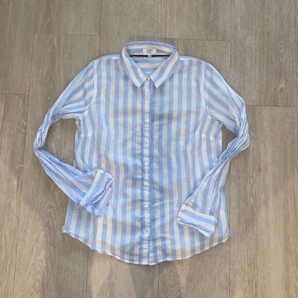 Crown & Ivy Blue Stripe Button Down Women's Small - Picture 1 of 3
